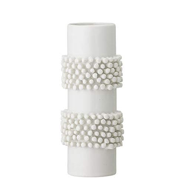 Bloomingville Barrit Vase aus Steingut in der Farbe Weiß mit Struktur, Maße: 8,5cm x 8,5cm x 20,5cm, 82047447 im Sale